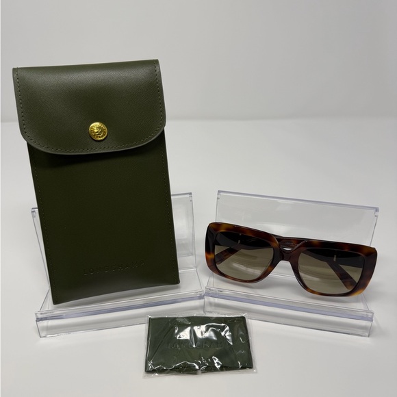 Longchamp Brown Oversized Sunglasses with Tortoise Pattern